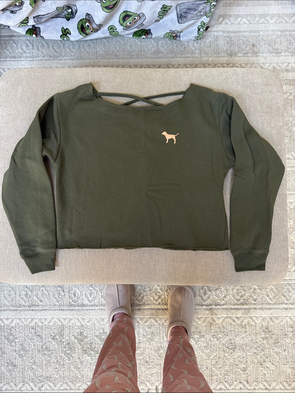 PINK Victoria's Secret Olive Green Hoodie